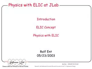 Physics with ELIC at JLab