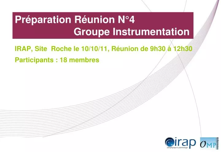 pr paration r union n 4 groupe instrumentation