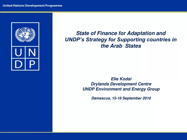 state of finance for adaptation and undp s strategy for supporting countries in the arab states