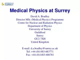 Medical Physics at Surrey