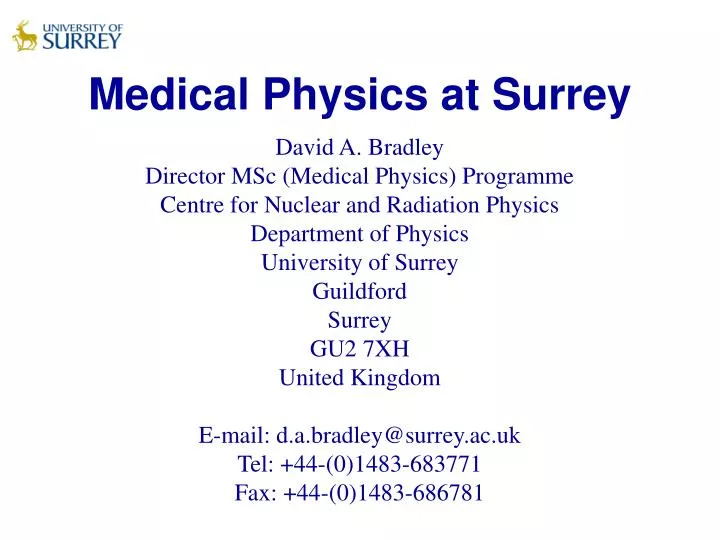 medical physics at surrey