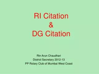 RI Citation &amp; DG Citation