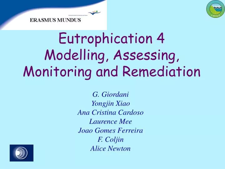 eutrophication 4 modelling assessing monitoring and remediation