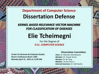 Elie Tcheimegni For the Degree of D.Sc. COMPUTER SCIENCE