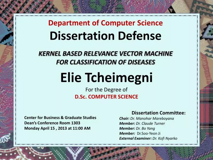 elie tcheimegni for the degree of d sc computer science