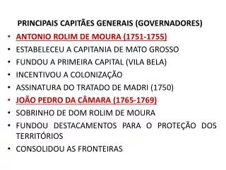 principais capit es generais governadores