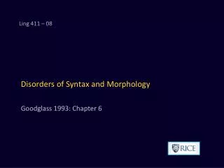 disorders of syntax and morphology