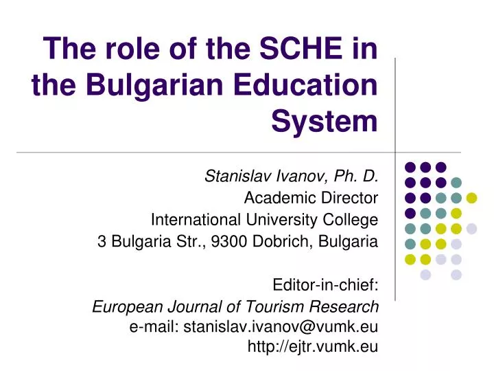 the role of the sche in the bulgarian education system