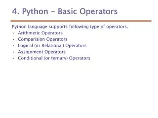 4. Python - Basic Operators