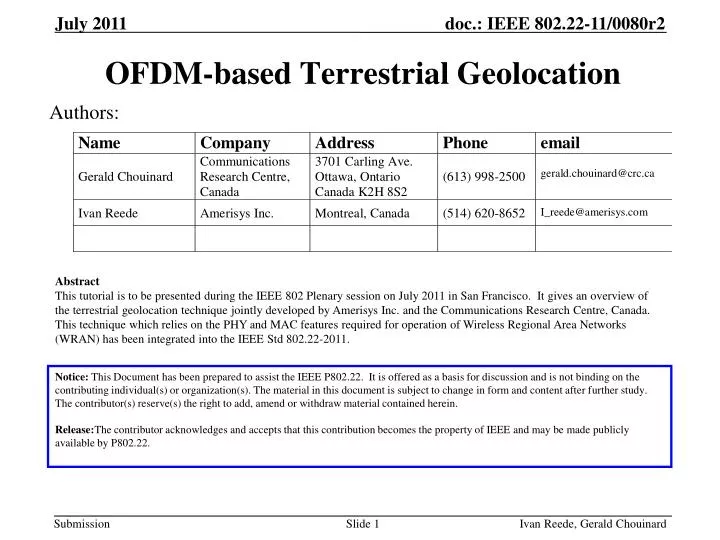 ofdm based terrestrial geolocation