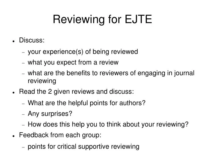 reviewing for ejte