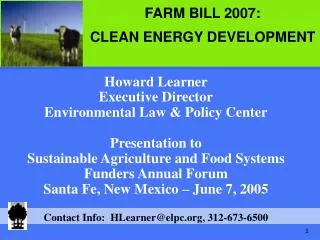 Howard Learner Executive Director Environmental Law &amp; Policy Center Presentation to