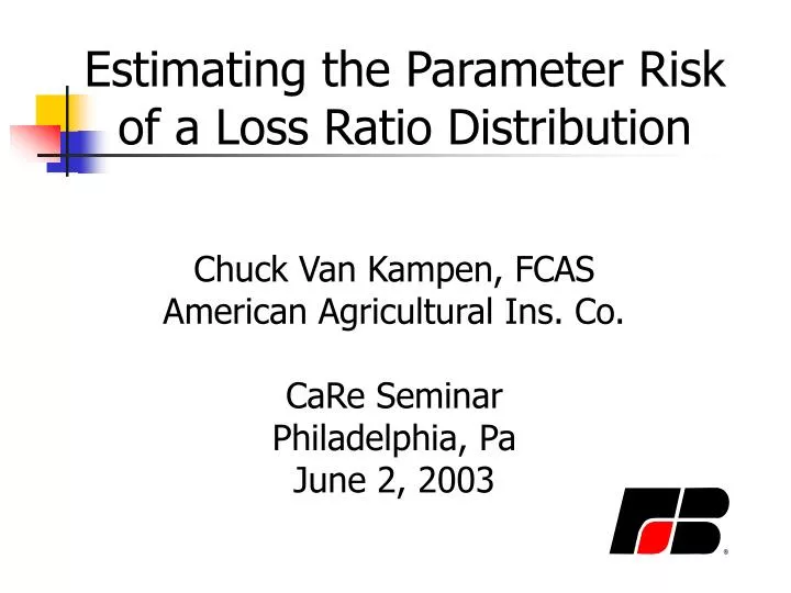 estimating the parameter risk of a loss ratio distribution