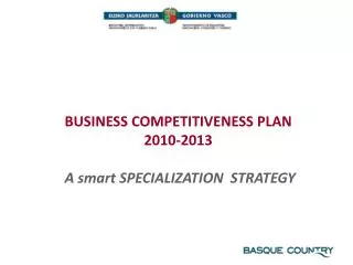 BUSINESS COMPETITIVENESS PLAN 2010-2013 A smart SPECIALIZATION STRATEGY