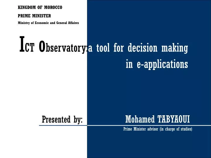 i ct o bservatory a tool for decision making in e applications