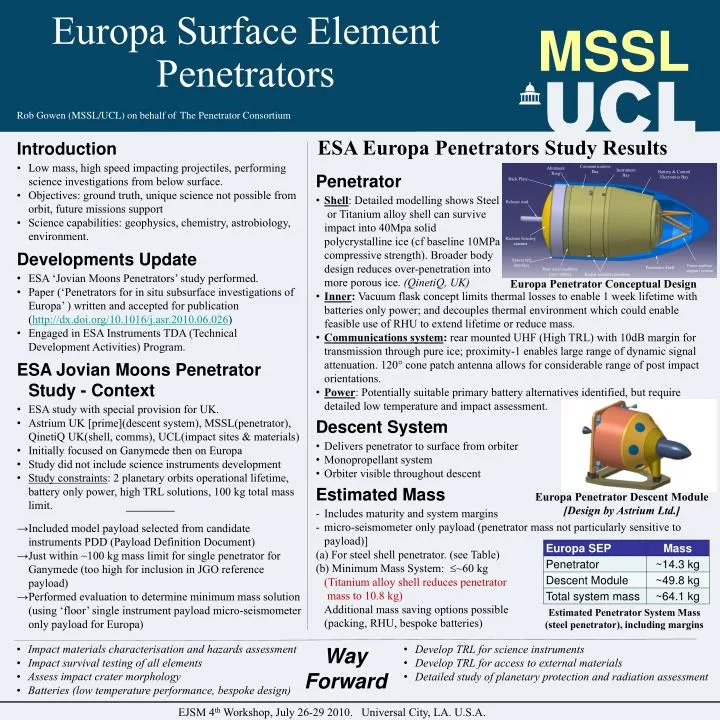 europa surface element penetrators