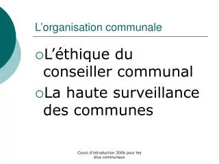 l organisation communale