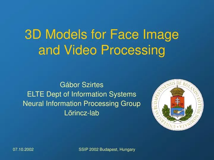 3d models for face image and video processing