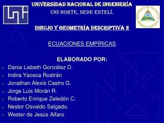 UNIVERSIDAD NACIONAL DE Ingeniería UNI-NORTE, SEDE ESTELÍ. DIBUJO Y GEOMETRÍA DESCRIPTIVA 2