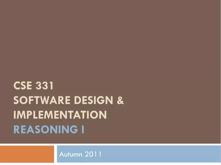 cse 331 software design implementation reasoning i