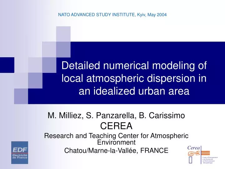 detailed numerical modeling of local atmospheric dispersion in an idealized urban area