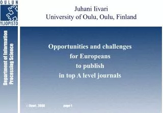 Opportunities and challenges for Europeans to publish in top A level journals