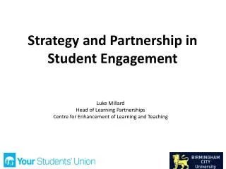 Strategy and Partnership in Student Engagement