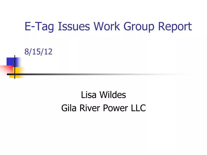 e tag issues work group report 8 15 12