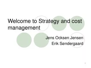 Welcome to Strategy and cost management