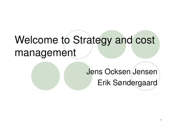 welcome to strategy and cost management
