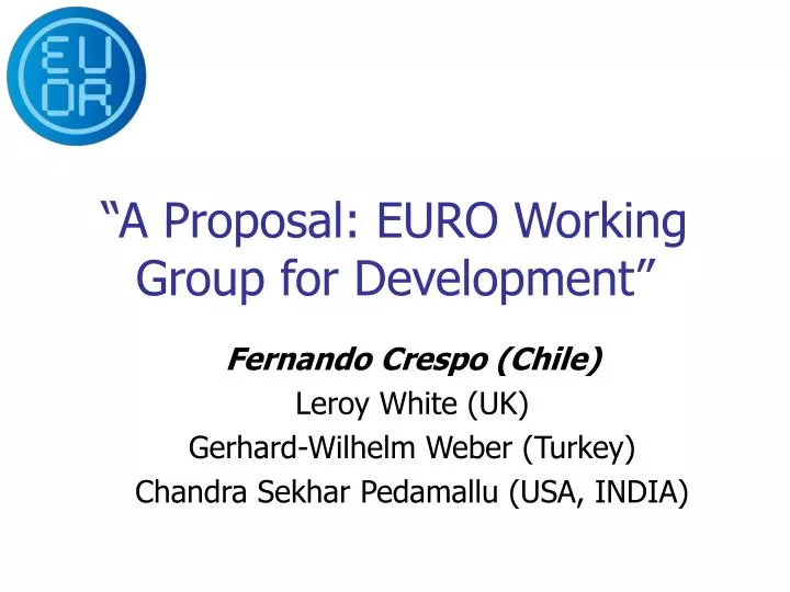 a proposal euro working group for development