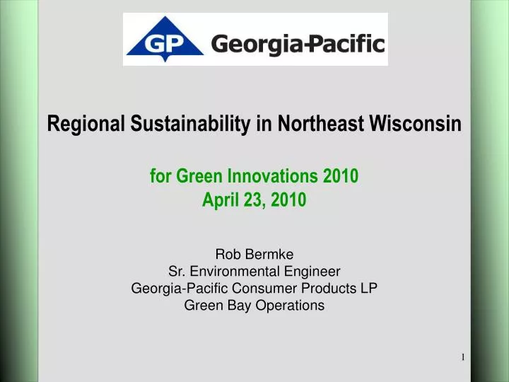 regional sustainability in northeast wisconsin for green innovations 2010 april 23 2010