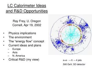 LC Calorimeter Ideas and R&amp;D Opportunities Ray Frey, U. Oregon Cornell, Apr 19, 2002