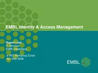 EMBL Identity &amp; Access Management