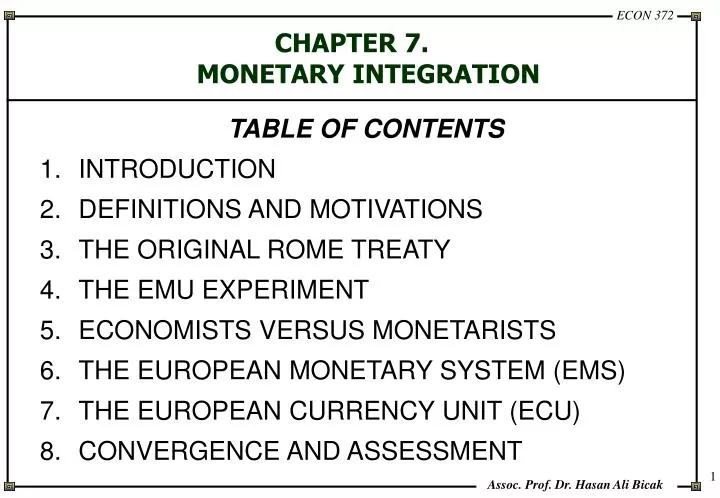 chapter 7 monetary integration