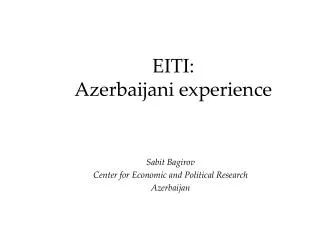 EITI : Azerbaijani experience