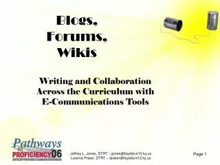 Blogs, Forums, Wikis