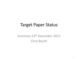 Target Paper Status