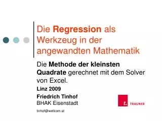 die regression als werkzeug in der angewandten mathematik