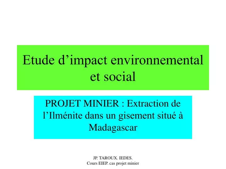 etude d impact environnemental et social