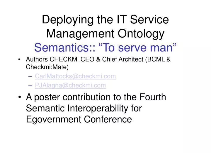 deploying the it service management ontology semantics to serve man