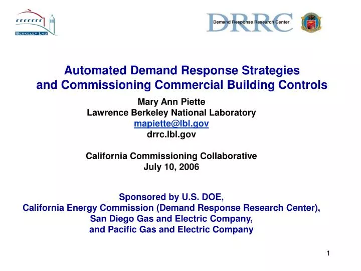automated demand response strategies and commissioning commercial building controls