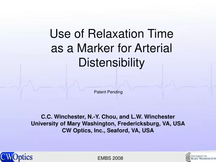 use of relaxation time as a marker for arterial distensibility