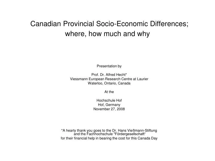 canadian provincial socio economic differences where how much and why