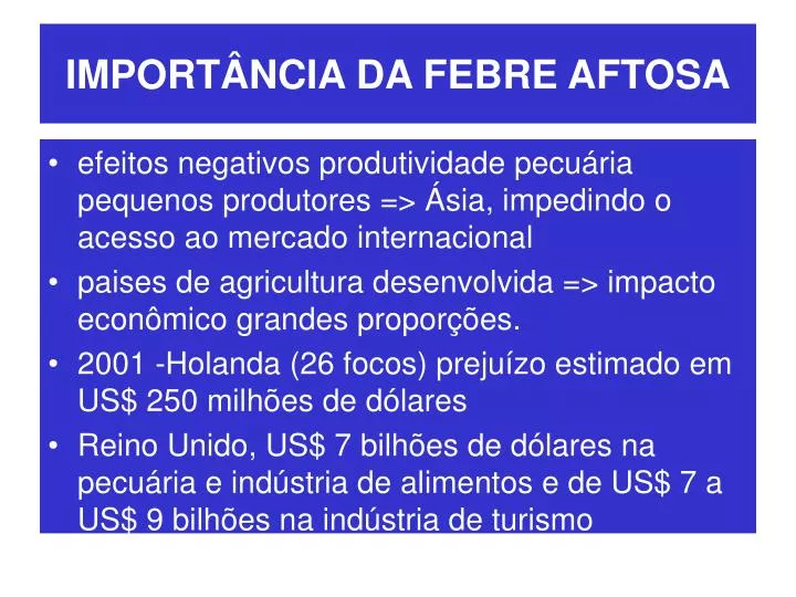 import ncia da febre aftosa