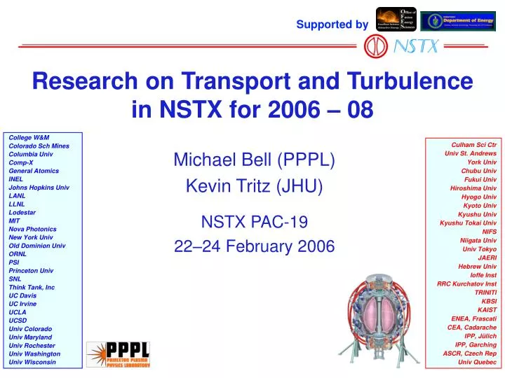 research on transport and turbulence in nstx for 2006 08