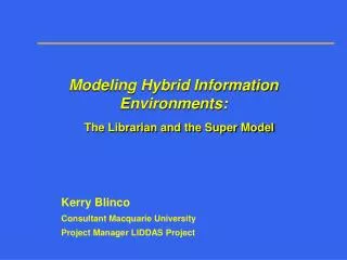 Modeling Hybrid Information Environments: