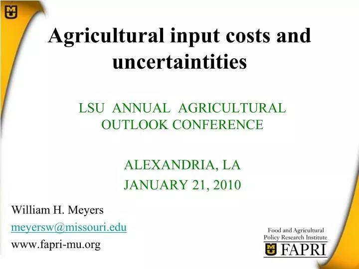 agricultural input costs and uncertaintities