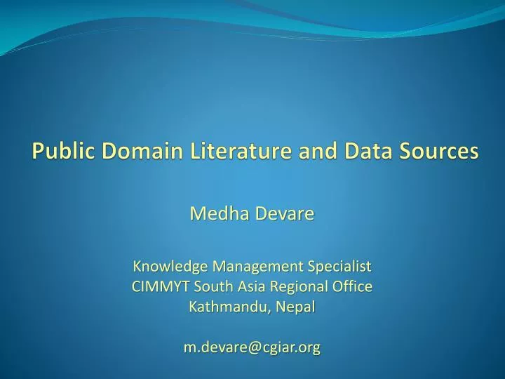 public domain literature and data sources