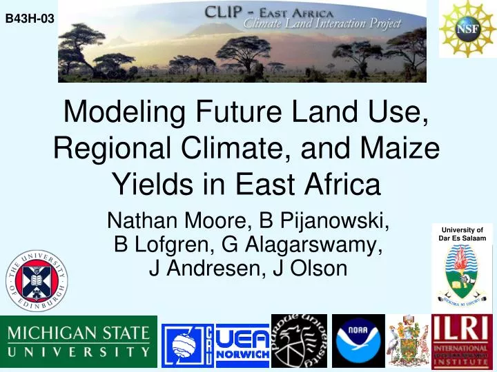modeling future land use regional climate and maize yields in east africa
